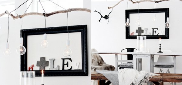 ไอเดียโคมไฟเพดานจากกิ่งไม้สุดโมเดิร์น