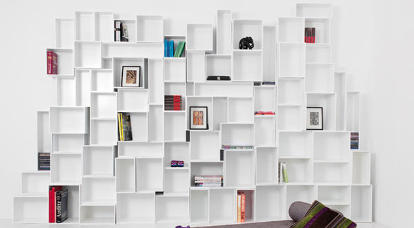 ชั้นวางหนังสือ ขาว ดำ