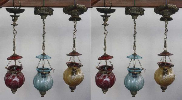 โคมไฟ สไตล์แอนทิค สีทองปัดดำ