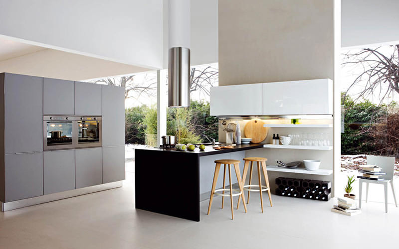 เคาน์เตอร์ครัว เก้าอี้ไม้ ชั้นวางของ โคมไฟสแตนเลส เคาน์เตอร์ครัว เก้าอี้ไม้ ชั้นวางของ โคมไฟสแตนเลส