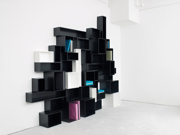 ชั้นวางหนังสือ ชั้นวางหนังสือสีดำ