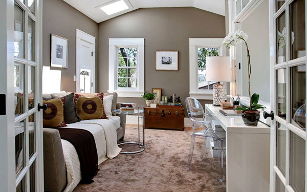 จัดห้องทำงานในห้องนั่งเล่น จัดห้องทำงานในห้องนั่งเล่น