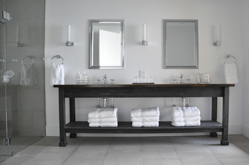 โต๊ะไม้ในห้องน้ำ โต๊ะไม้ในห้องน้ำ