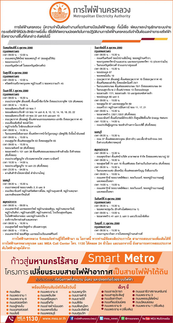 ประกาศดับไฟทำงาน วันที่ 28 กันยายน - 1 ตุลาคม 2560 ประกาศดับไฟทำงาน วันที่ 28 กันยายน - 1 ตุลาคม 2560