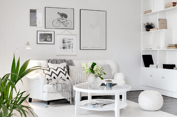 ไอเดียแต่งห้องนั่งเล่นสีขาว
