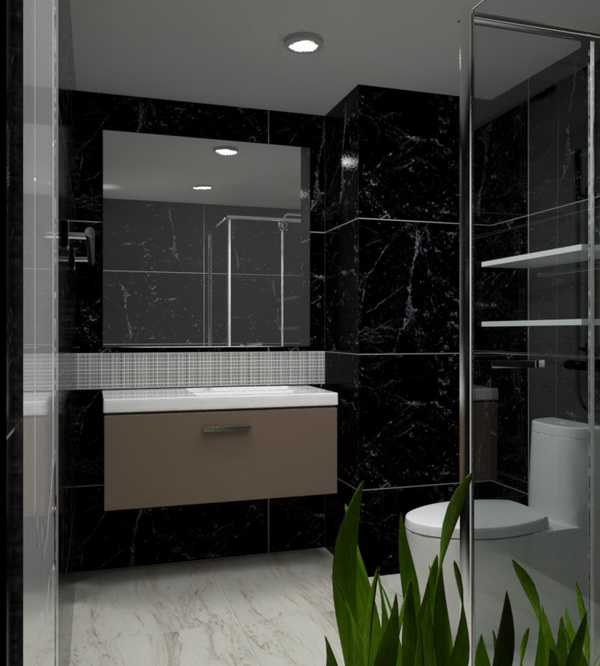 แต่งห้องน้ำโทนขาว ดำ