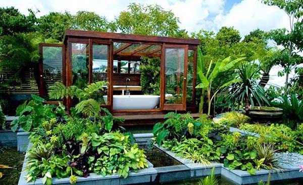 ห้องน้ำในสวนสวย